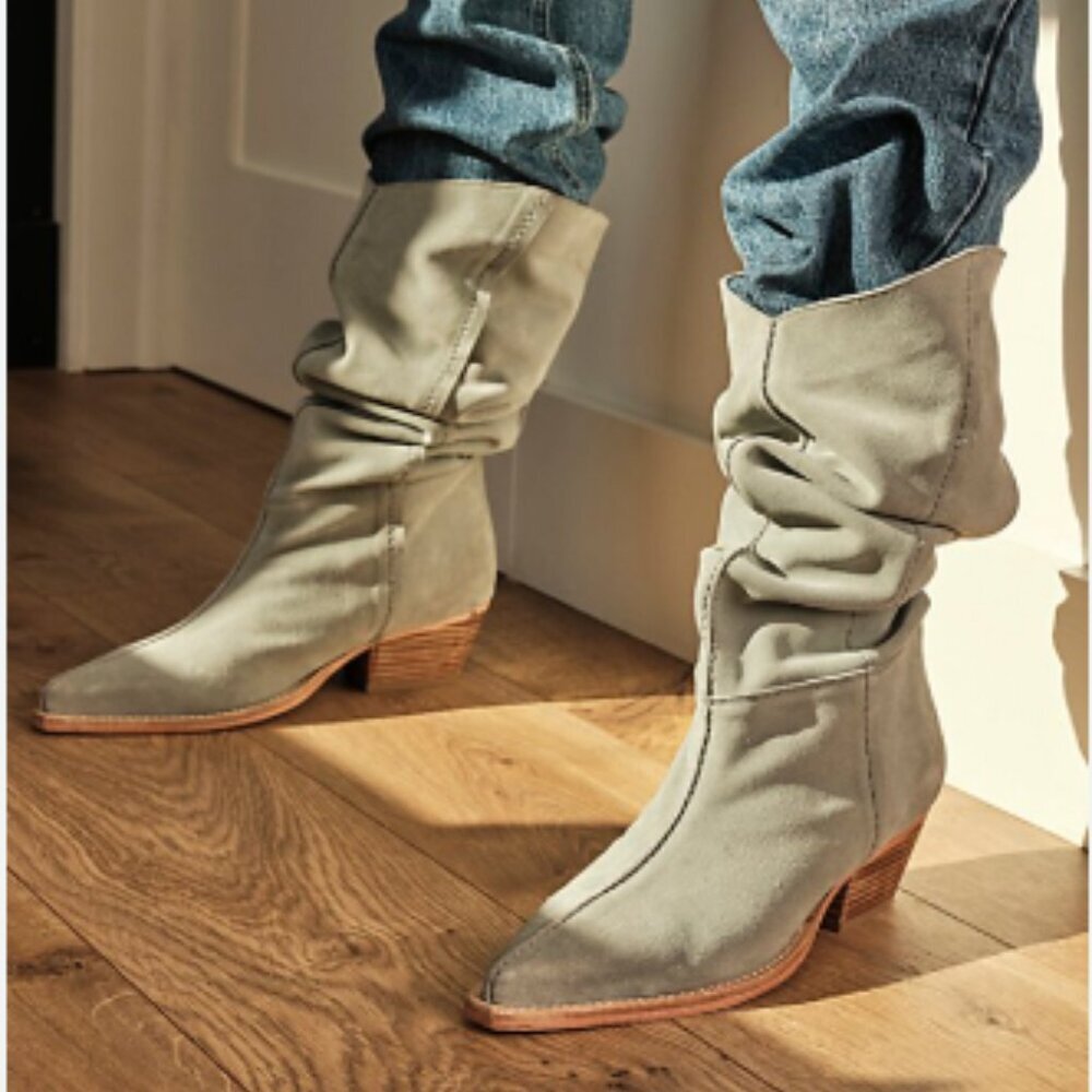 Free People size 39 EU, 8.5 US sway low slouch boots light blue EUC SOLD OUT